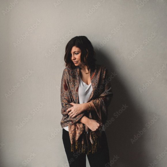 Hot Pink Pashmina Scarf With Black Rose Print - Picture 9 of 11